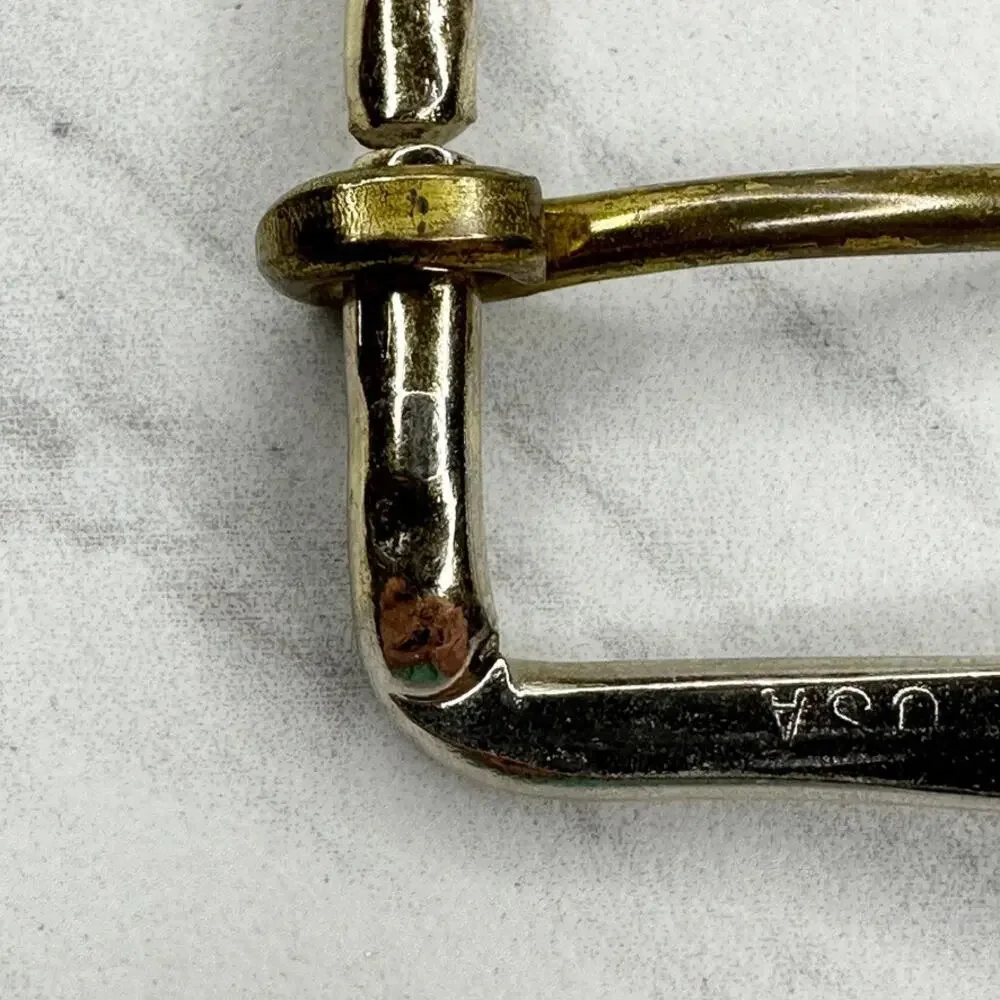 Vintage Two Tone Silver Gold Simple Basic Prong Belt Buckle Made in USA Unisex ✨